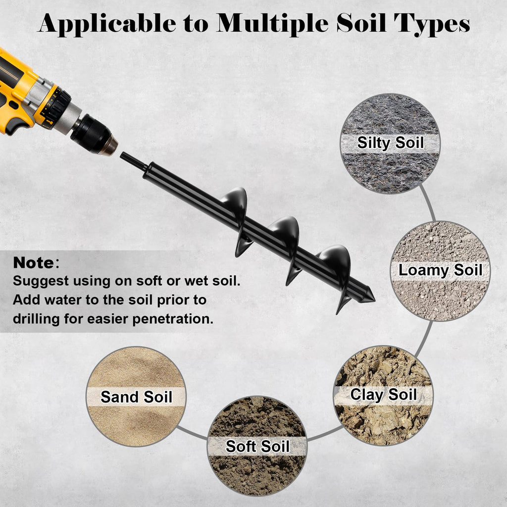 Tegarbed Auger Drill Bit for Planting 2 Pack,1.6x16 inch&3.5x16 inch,Auger Drill Bit Suitable for 3/8'' Hex Drill Driver,Garden Spiral Hole and Planter for Bulbs,Fence Posts,and Umbrella Holes