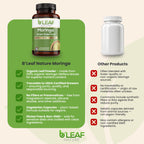 B'LEAF NATURE Organic Moringa Capsules 1000mg, 90 Count – Moringa Capsules with Organic Oleifera Powder for Immune Support, Energy & Balance – Vegan, Non-GMO Supplements for Daily Wellness