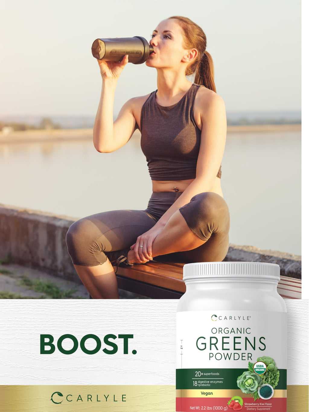 Carlyle Organic Greens Powder | 35.2 oz | 20+ Superfoods & Prebiotics