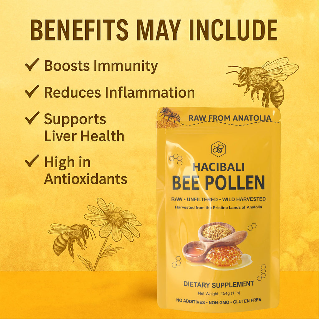 HACIBALI Organic Bee Pollen Granules, 1 lb (454g) | USDA Organic