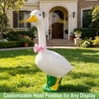 Stentec 23 Inch White Large Goose Garden Statue, Plastic Geese Figurine with Posable Adjustable Neck Design, Weatherproof for Yard Art Lawn Patio Porch Farmhouse Indoor Outdoor Home Decor