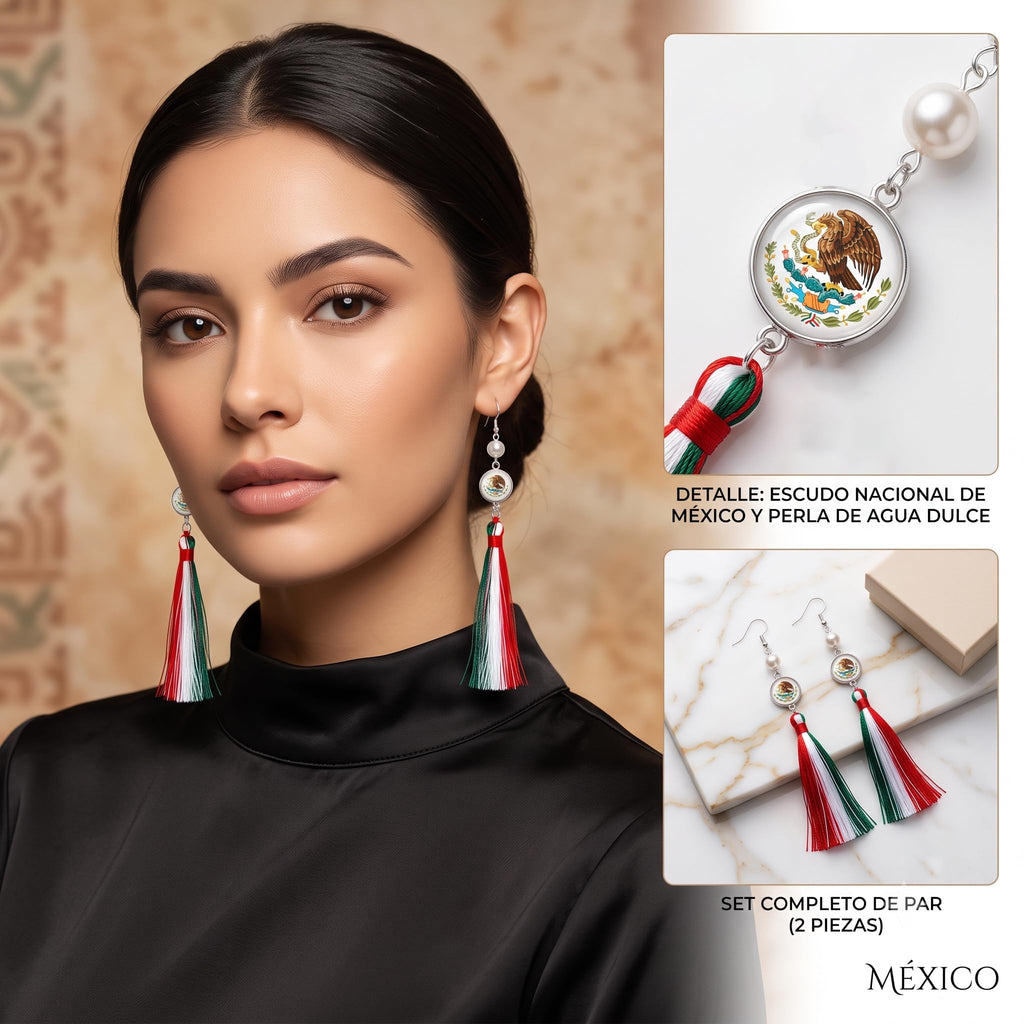 Handmade 925 Silver Plated Long Tassel Earring,Premium Mexican Heritage Jewelry,Patriotic Festival Gift Mothers Party Boho