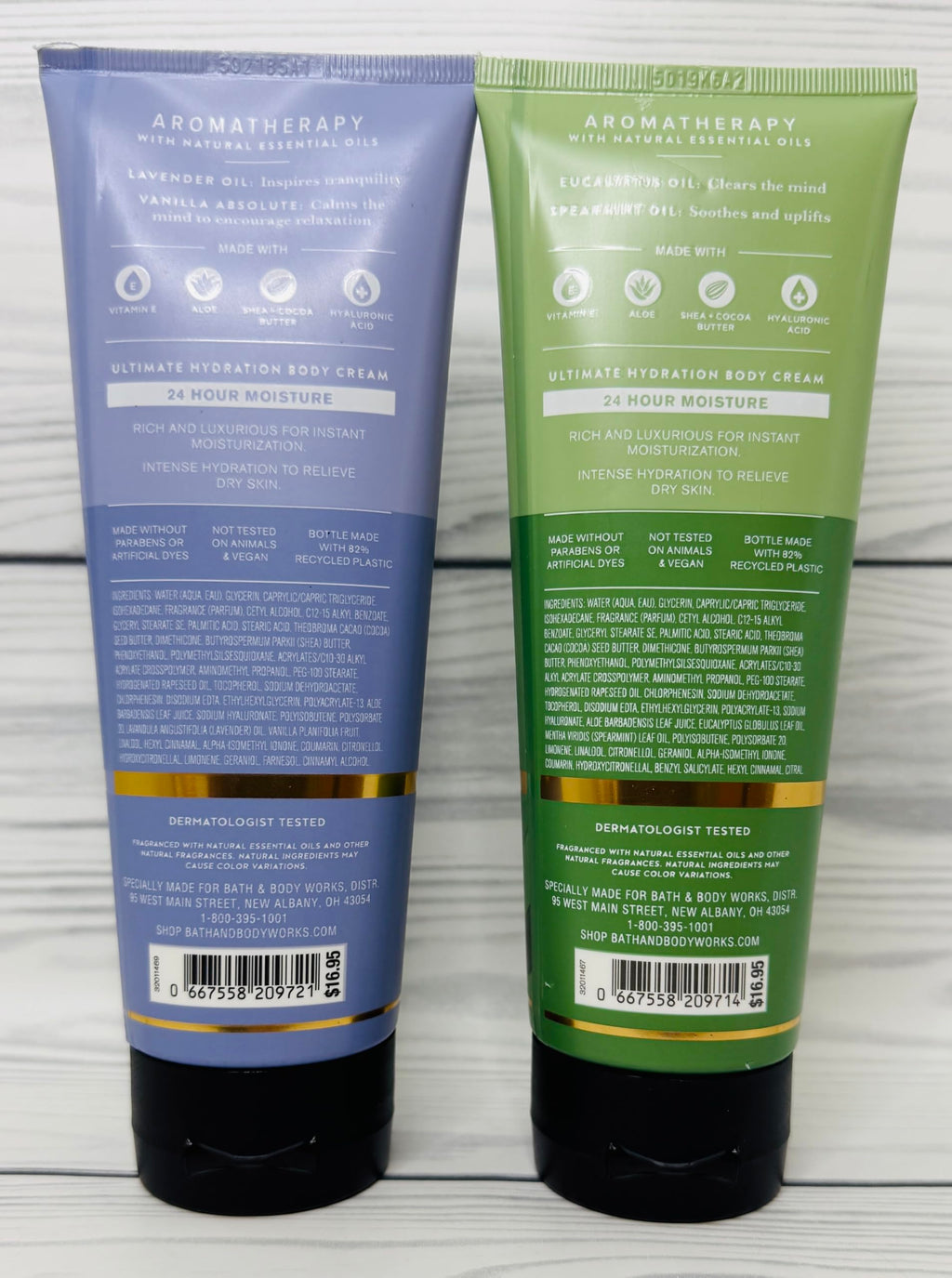Bath & Body Works Aromatherapy Eucalyptus Spearmint and Lavender Vanilla Ultimate Hydration Body Cream 8 Ounces Pack of 2