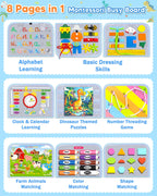 Gojmzo Busy Board Montessori Toys for Toddler Boy Girl Birthday Gifts, Busy Book Sensory Toys for Toddlers, Learning Educational Toddler Travel Activities