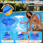 AquClor 2026 New Pool Chlorine Floater,Large Capacity Chlorine Floaters for 5 * 3'' Chlorine Tabs,Solar Chlorine Floater w/Light,Adjustable Floating Chlorine Dispenser for Pool,Hot Tub,Blue