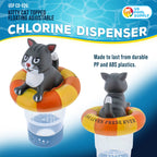 U.S. Pool Supply Kitty Cat Floating Pool Chlorine Dispenser, Collapsible Base, Holds 3" Tablets - 7" Fun Cute Happy Pet Life Preserver Animal Float Floater Decoration, Adjustable Balanced Delivery