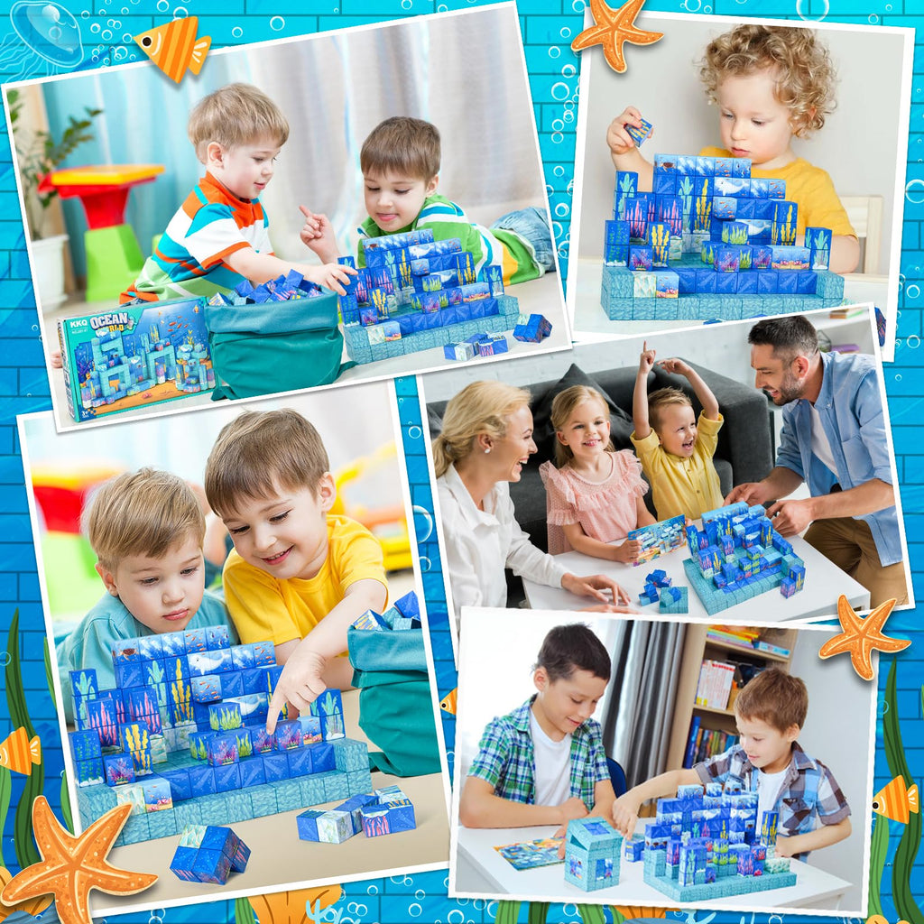 KKQ Magnetic Blocks - 150PCS Magnetic Building Blocks for Toddlers,STEM Sensory Toy for 3 4 5 6 7 8-13 Year Old Boys Girls,Kids Birthday Gifts