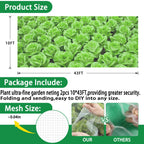 2PCS Insect Netting -10x43FT Fine Mesh Garden Protection Netting for Vegetables Plants Flowers Crops,Row Covers for Raised Bed from Birds Deer Squirrels Barrier Pest