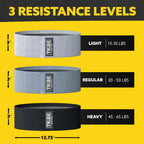 Fabric Resistance Bands for Working Out, 3-Pack for Legs and Glutes