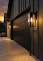 Globe Electric 44176 1-Light Outdoor/Indoor Wall Sconce, Matte Black Finish, Clear Glass Shade, Weather-Resistant Modern Exterior Light