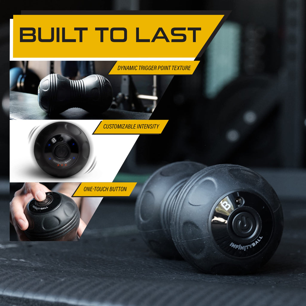 InfinityBall 4-Speed Vibrating Massage Ball - Lacrosse Balls Meet a Vibration Foam Roller! - High Intensity for Recovery, Mobility, Pliability Training & Deep Tissue Sports Therapy