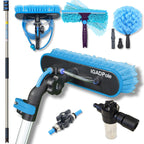IGADPole 12 FT Water-Fed Washing Kit with Soap-Dispenser, Brush, 10″ Squeegee & Cobweb Duster for Windows, Gutters, Solar Panels & Exterior Walls