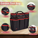 Red Gardening Tools, WisaKey 9 Piece Stainless Steel Heavy Duty Garden Tools with Non-Slip Ergonomic Handle, Garden Tote Bag, Garden kit, Gardening Gifts for Women Mothers
