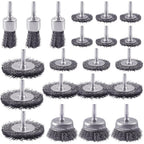 Rocaris 21-Pack Carbon Steel Wire Wheel, Cup, Pen Brush Set with 1/4-Inch Round Shank for Rust Removal, Corrosion and Scrub Surfaces