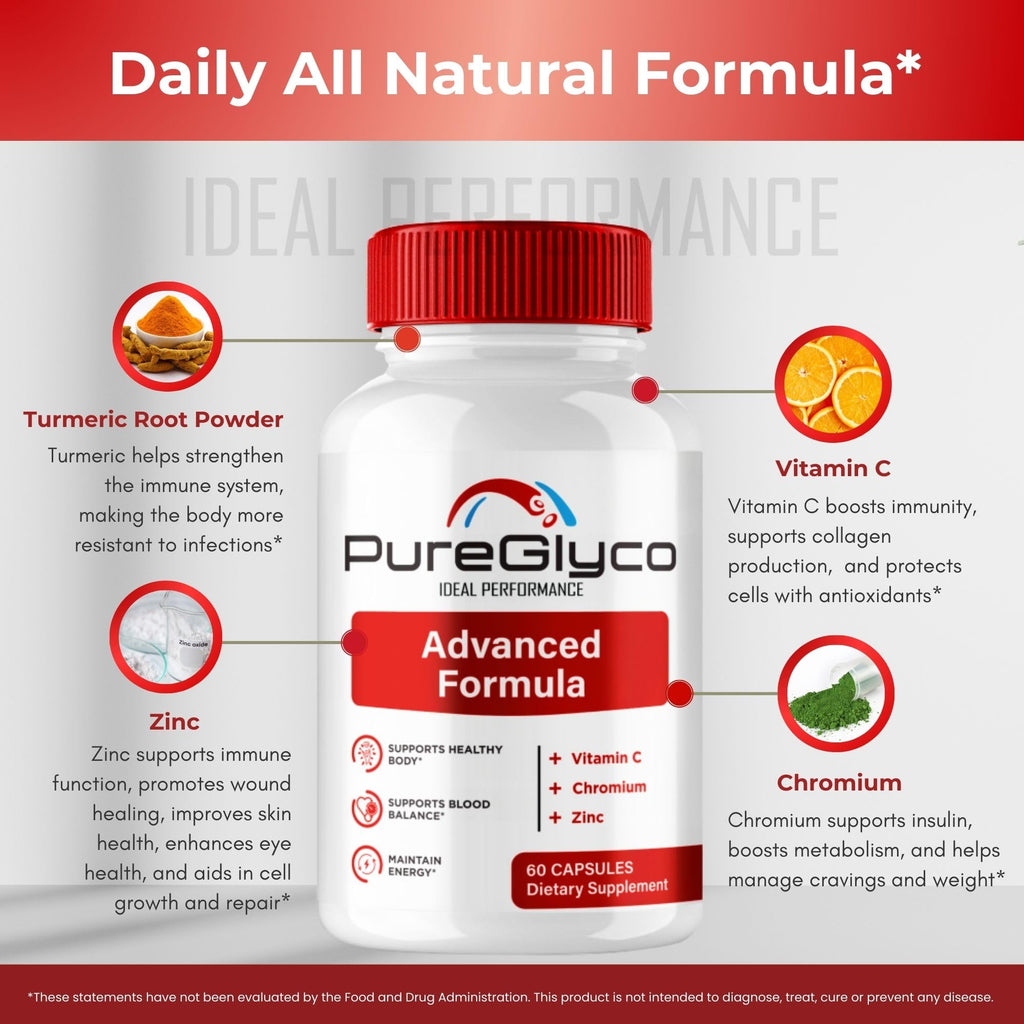 PureGlyco Capsules, Official Pure Glyco Blood Support Supplement Pills - Maximum Strength, All Natural Healthy Circulation & Stable Levels, Advanced PureGlyco Health Support Reviews (60 Capsules)