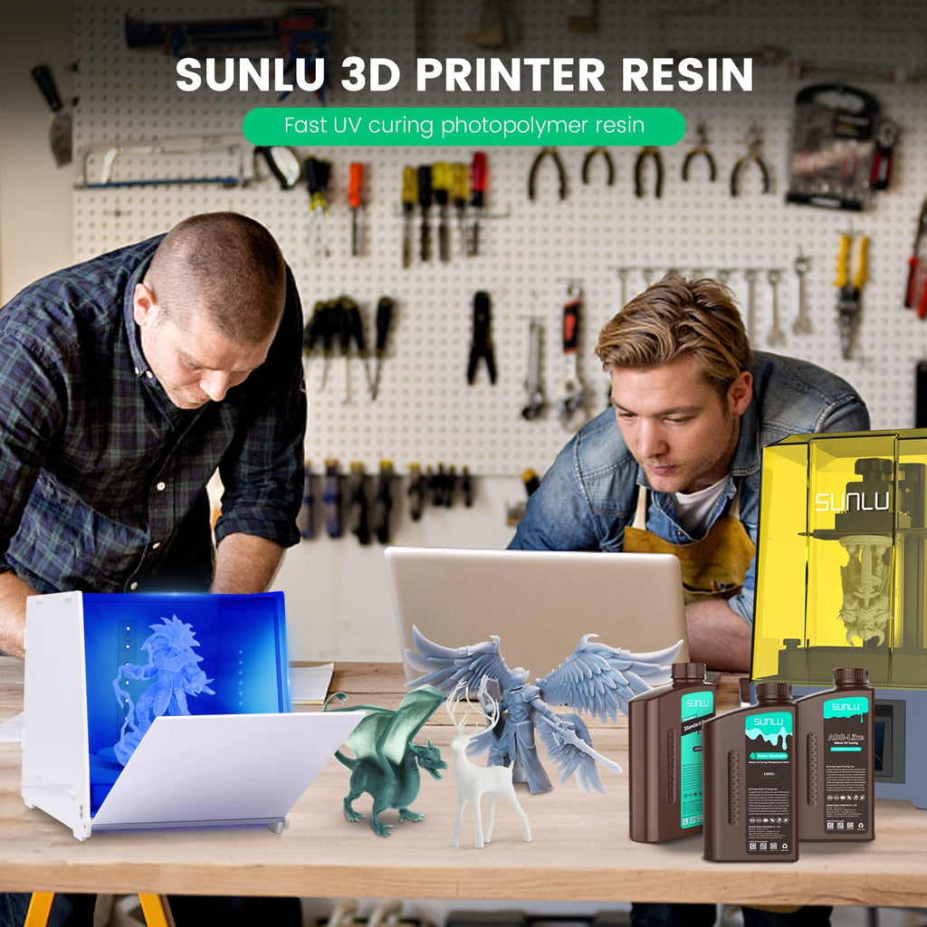 SUNLU 3D Printer Resin 4kg, Fast Curing Standard 3D Resin for LCD DLP SLA Resin 3D Printers, 395 to 405nm UV Curing 3D Printing Liquid Photopolymer Resin, Low Shrinkage, High Precision, 4000g, White