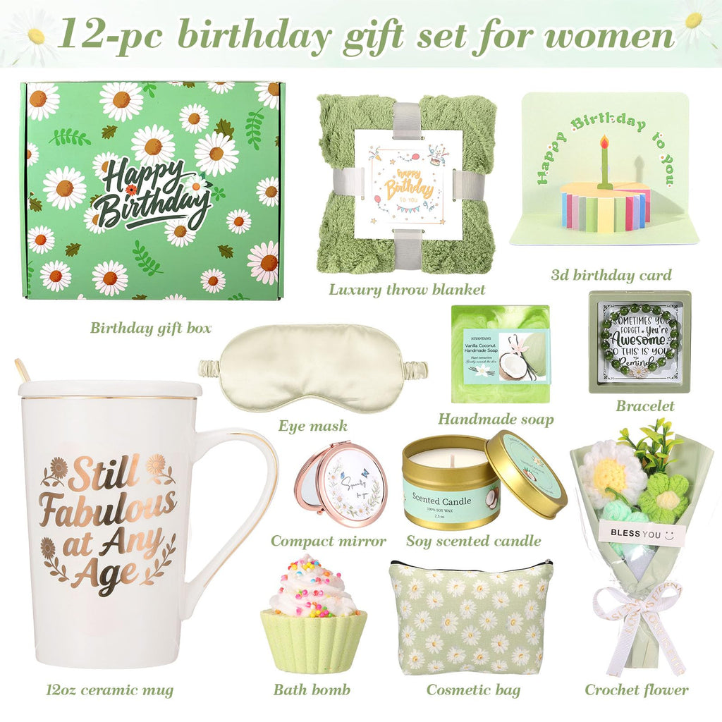 Daisy Birthday Gifts for Women Self Care Gifts Spa Gift Baskets for Women, Happy Birthday Gift Box for Mom Daughter Sister Girlfriend Best Friend,Thinking of You Get Well Gift for Her