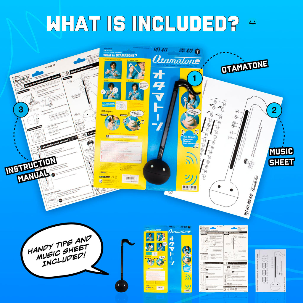 Otamatone Japanese Electronic Musical Instrument Portable Music Synthesizer from Japan by Maywa Denki Studio Award Winning, Educational Fun Gift for Children, Teens & Adults - Black