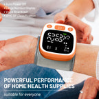 Oklar Blood Pressure Monitors for Home Use Rechargeable Wrist Digital BP Machine Cuff with LED Backlit Display, Voice Broadcast, 240 Memory Storage for 2 Users with Carrying Case, Orange