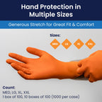 Adenna ProWorks CATCH Disposable Nitrile Gloves – 9 Mil, Heavy Duty Work Rubber Glove with Raised Pyramid Grip, Non–Latex & Powder Free, Case of 1000, Medium, Orange