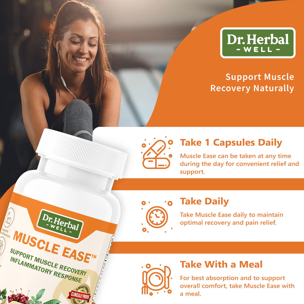 DR.HERBAL WELL Muscle Ease - Joint, Muscle & Nerve Support Fast Acting Relax Comfort Recovery Natural Herbal Supplement - (60 Capsules) MAX-Strength
