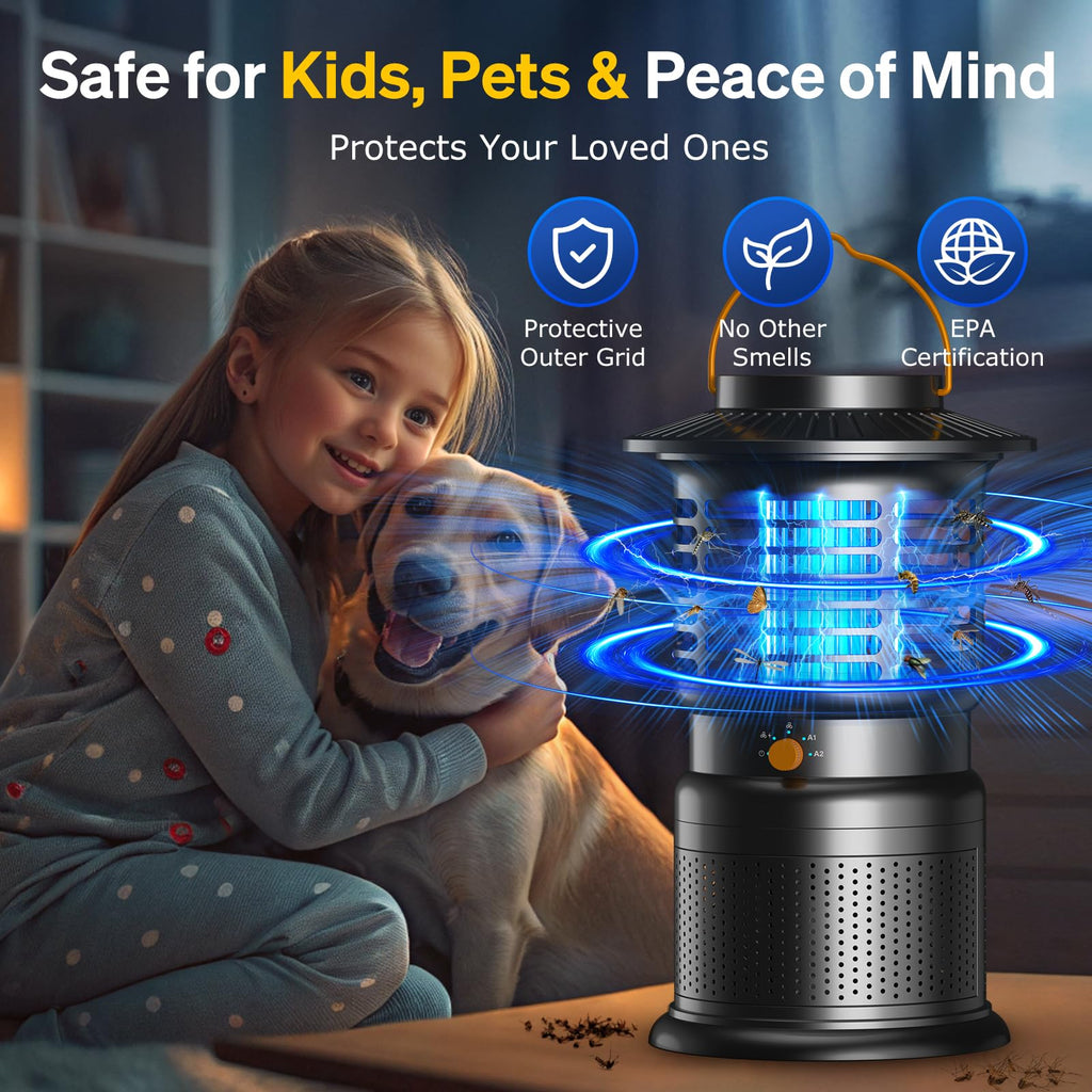 Sayneep Cordless Bug Zapper Outdoor, Rechargeable Mosquito Zapper with 10,000mAh Battery & Dual Zap + Suction Trap | Quiet, Waterproof Electric Fly Zapper for Patio, Bedroom, Kitchen