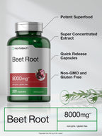 Horbäach Beet Root Powder Capsules | 320 Pills | Non-GMO, Gluten Free Formula | High Potency Herbal Extract Supplement
