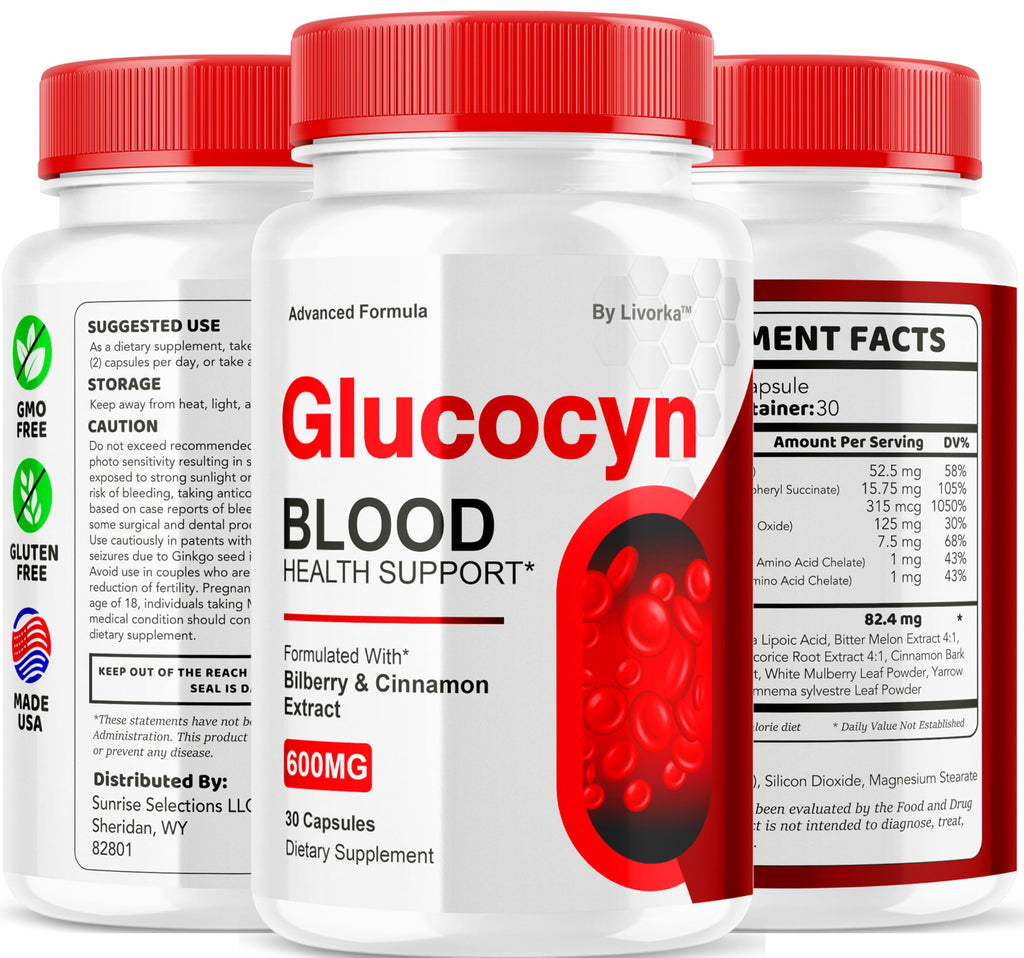 (3 Pack) Glucocyn - Glucocyn Capsules Glycogen Support, Official Gluco Cyn Supplement Pills Health & Wellness All Natural Ingredients, Glucosyn Plus Premium Advanced Formula, 90 Capsules for 3 Months