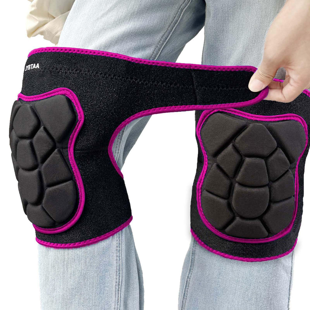 Men/Women Knee Pads with Adjustable Flexible Foam Pad, Rose Red L (1 Pair)