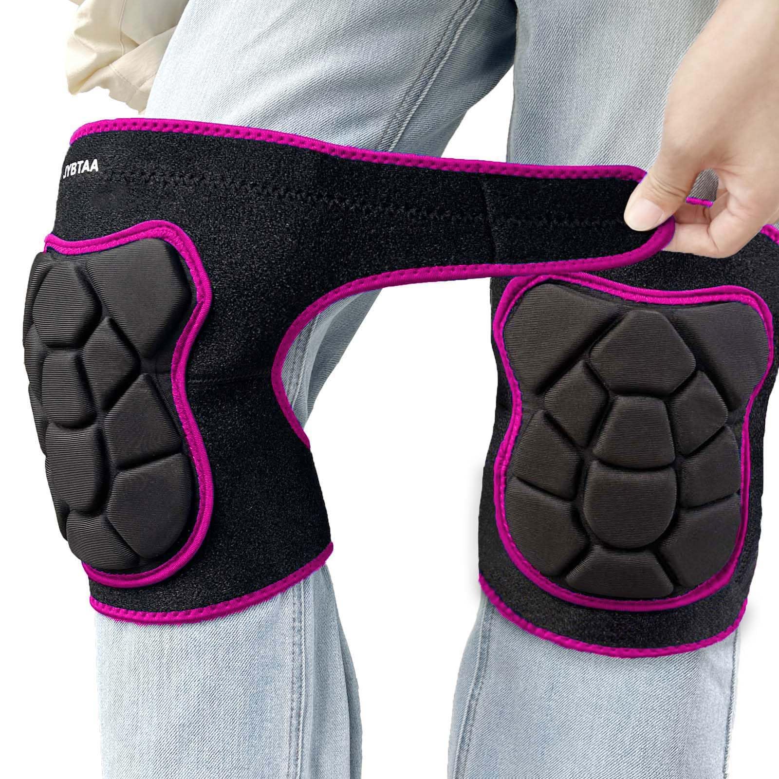 Men/Women Knee Pads with Adjustable Flexible Foam Pad, Rose Red L (1 Pair)