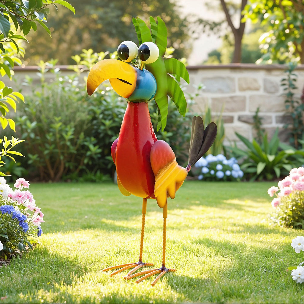 Ultym 19.7" Metal Tiki Decor, Outdoor Garden Art Bird Statues