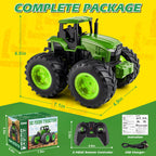 IJIGU Remote Control Tractor Toys, Light Up Farm Monster Trucks Toy for Boys 3, 4, 5, 6, 7 Year Old, 2.4 Ghz RC Tractor Toys, Ideal Christmas, Birthday Gifts for Kids