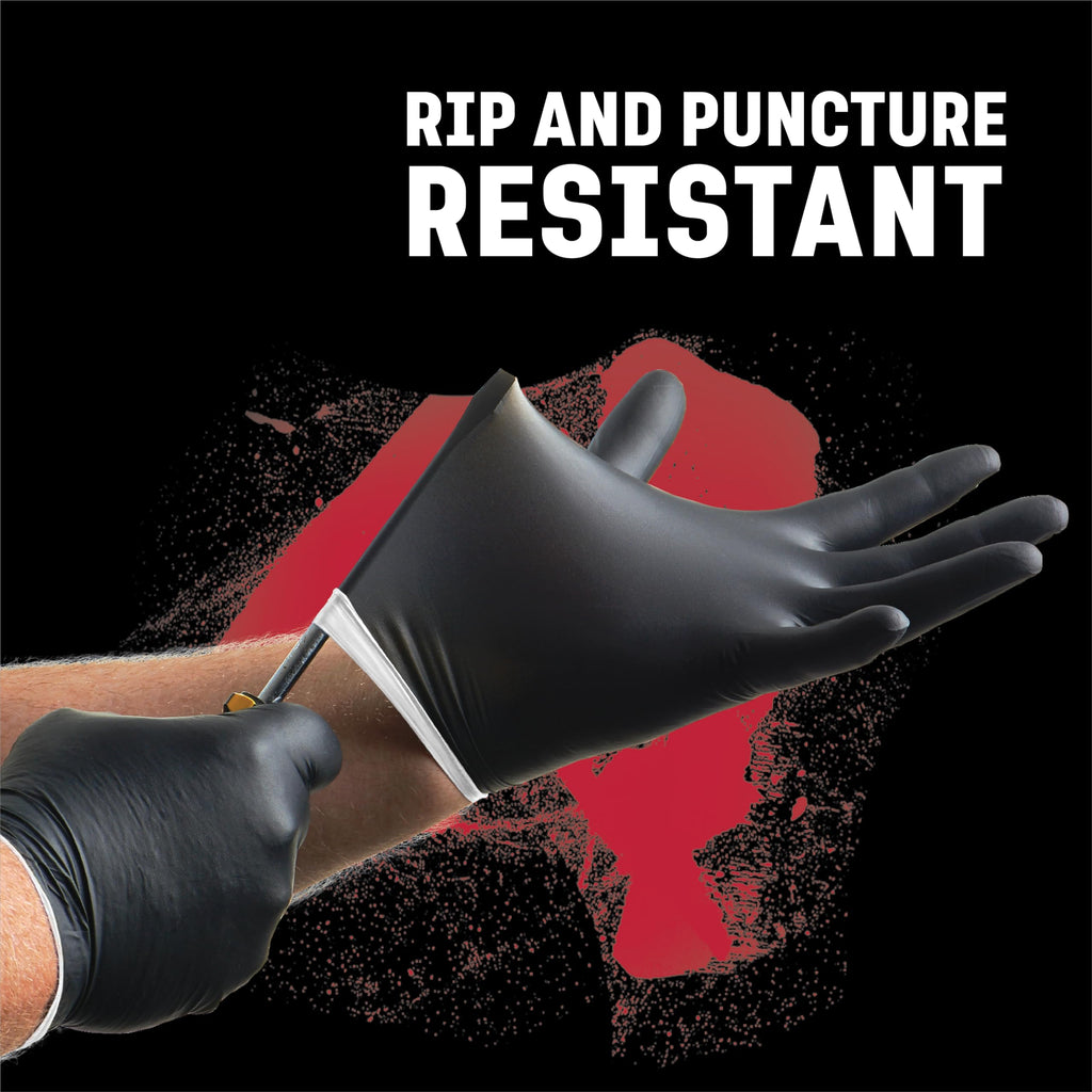 Venom Steel - VEN6144N Nitrile Gloves, Rip Resistant Disposable Latex Free Black Gloves, 2 Layer Gloves, 6 mil Thick, X-Large (Pack of 100)