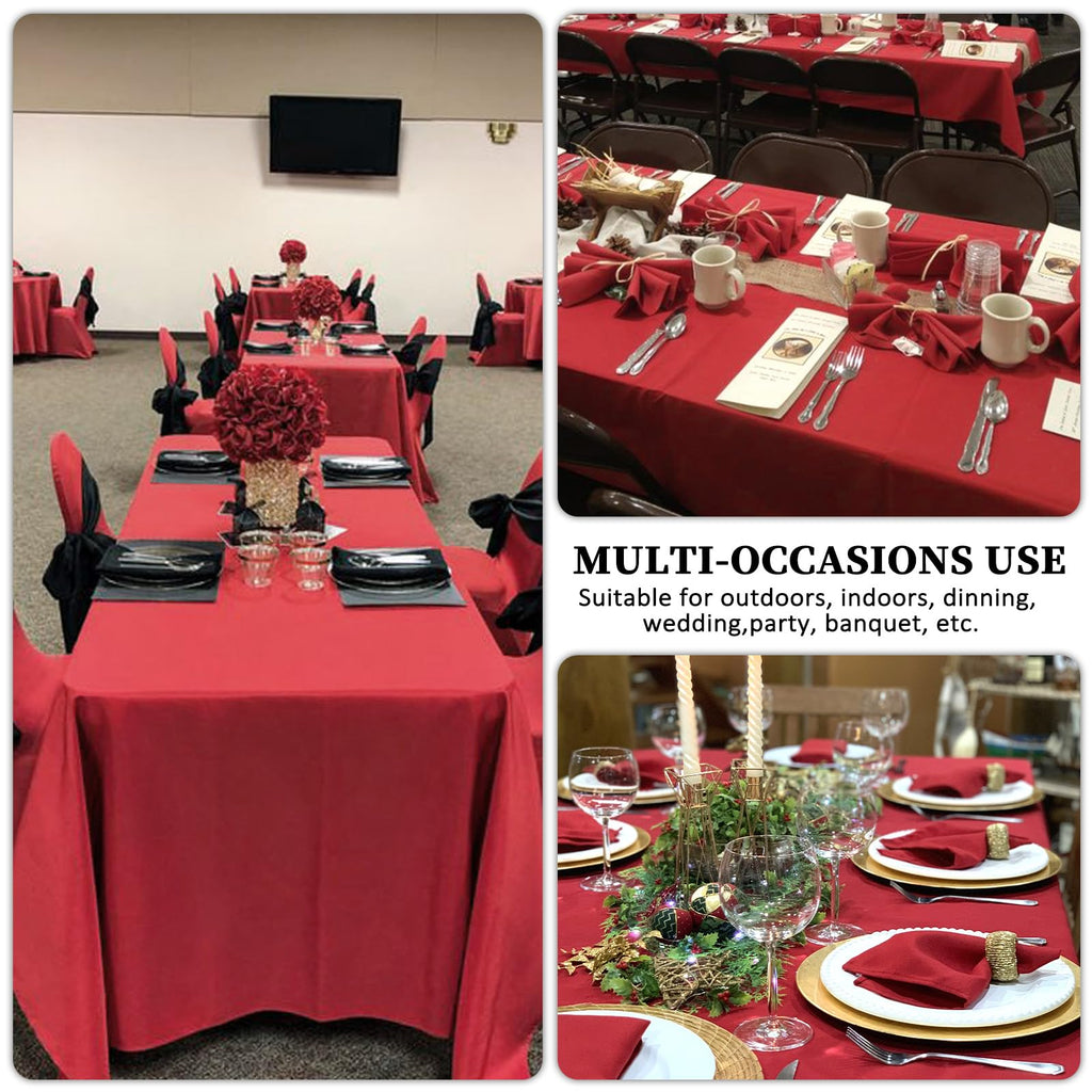 Heneger CozRhythm 8 Pack Red Tablecloth 60 x 126 Inch Rectangular Table Cloth for 8 Foot Rectangle Tables, Wrinkle Resistant Washable Polyester Fabric for Christmas Buffet Wedding Party