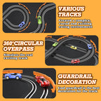 Slot Car Race Track Sets with 4 High-Speed Racing Car, Battery or Electric Race Car Track for Boys and Kids, Dual Racing Game Lap Counter Circular Overpass Track, Gifts Toys for Boys Kids Age 6 7 8-12