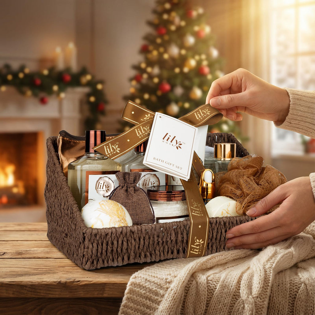 Coconut Vanilla Spa Gift Set, Complete Spa Gift Baskets for Women & Men