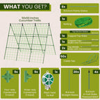 50x50 Cucumber Trellis for Raised Bed - A Frame Garden Trellis for Climbing Plants Outdoor - Cucumbers, Pea, Zucchini, Squash,Tomato, Green Bean, Vine, Watermelon, Melon, Pumpkin