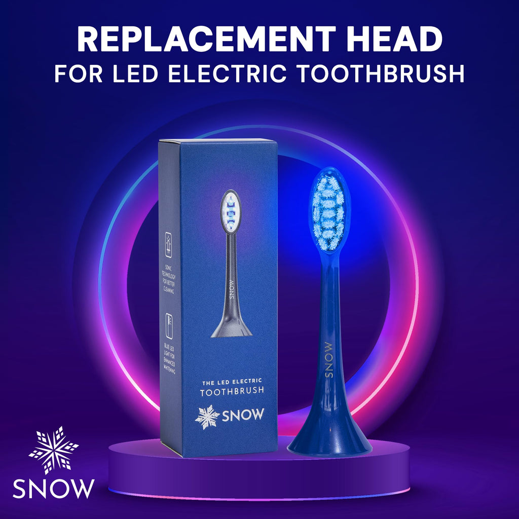SNOW Toothbrush Refillable Heads - Electric Toothbrush Replacement Heads with Soft Bristles - Feature Blue LED Light and Sonic Technology - Easy Replacement Heads for LED Whitening Electric Toothbrush
