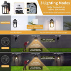 Yisuro Porch Lights with GFCI Outlet, Dusk to Dawn Motion Sensor Outdoor Light, 3 Lighting Modes Exterior Fixture, Outside for House Front Door Patio Garage(2 Pack Black)