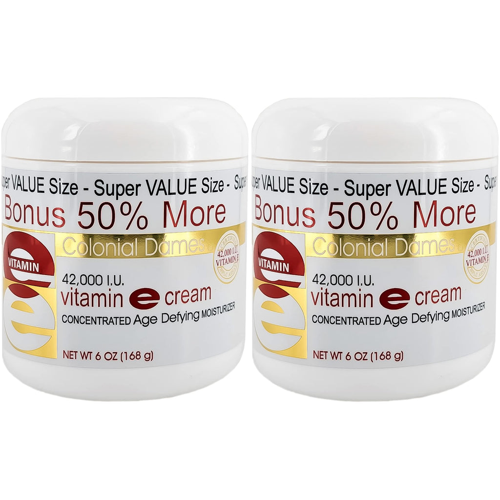 Colonial Dames Concentrated Vitamin E Moisturizing Cream 42,000 I.U. for Hydrating & Moisturizing Chapped Dry Skin & Fine Lines (Pack of Two).