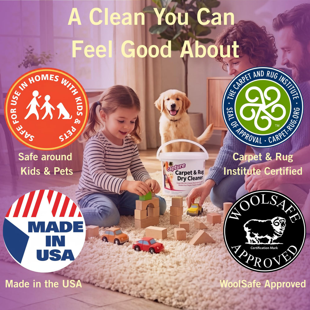 Capture Carpet & Rug Dry Cleaner w/Resealable lid - Home, Car, Dogs & Cats Pet Carpet Cleaner Solution - Strength Odor Eliminator, Stains Spot Remover, Non Liquid & No Harsh Chemical (4 Pound)