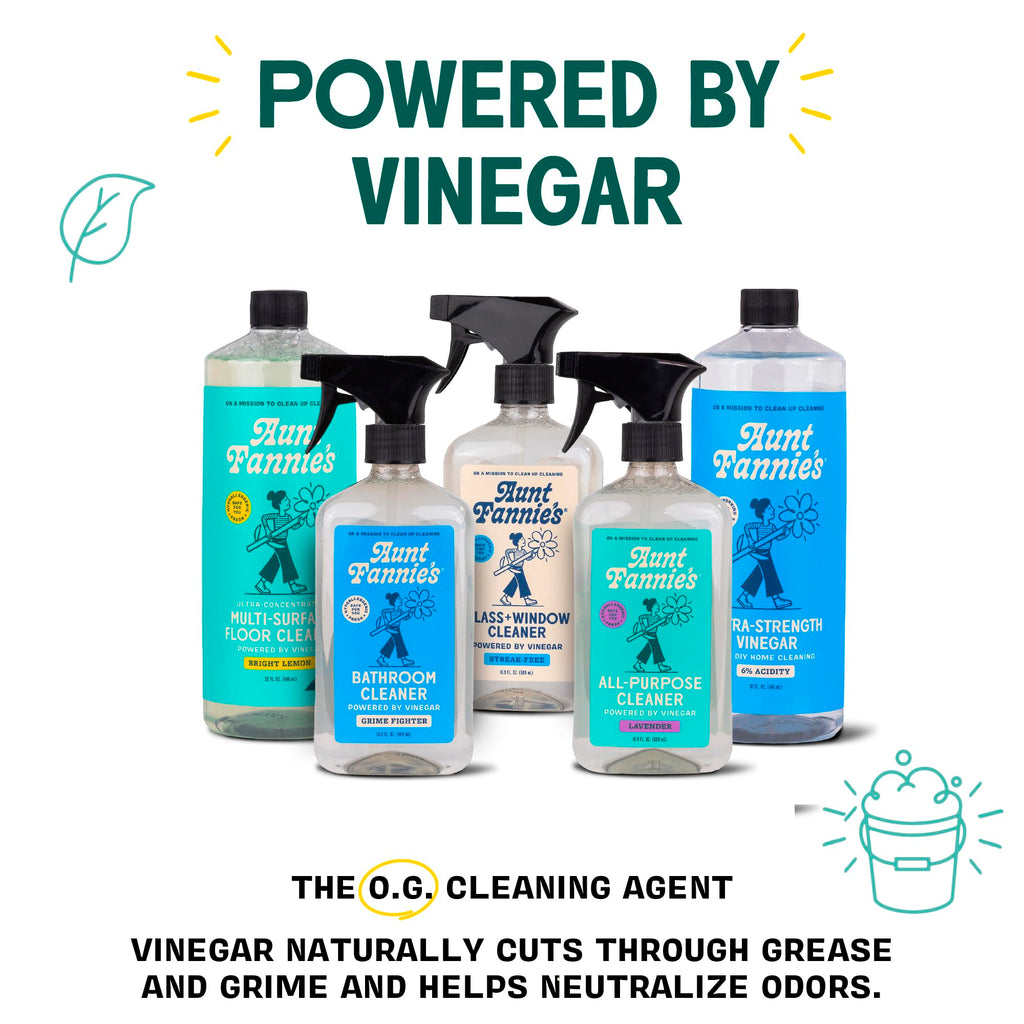 Aunt Fannie's Extra Strength Cleaning Vinegar, Multipurpose Household Cleaner, No Added Scents, Dyes, or Other Additives, 32 oz, Pack of 6