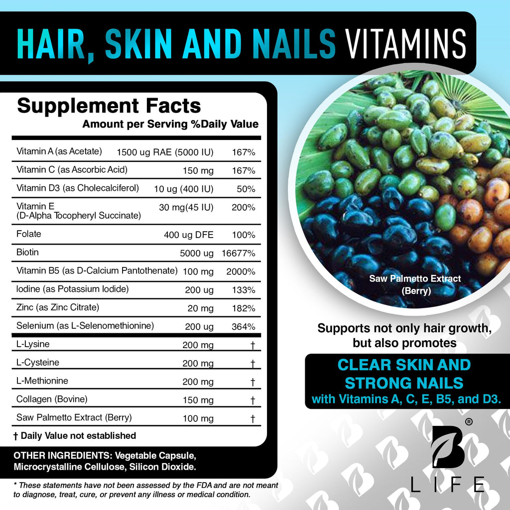 Men’s Hair Growth Supplement – Biotin & Collagen Hair Vitamins for Men – Thicker, Fuller Hair, Nail & Scalp Support – Hair Loss Supplement with Zinc, Selenium & Vitamins A C D E – 240 Capsules