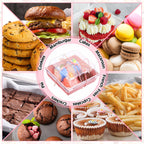 Jetec 50 Pack Charcuterie Boxes with Clear Lids and Rope 4 Inches Cake Disposable Square Dessert Food Box Containers with Lids for Bakery Macaron Cookies Strawberries Fruits Display (Pink)