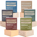Rinse & Robust Mens Natural Bar Soap 6Pcs Handmade Cleansing Soap Bar Set Moisturizing&Exfoliating Scrub Soap Gifts for Men 6 Different Scents 3.5 oz of 6 Bars