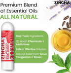 Natural Aromatherapy Nasal Inhaler Stick for Sinus Relief, Focus & Stress Relief | Portable Dual-Hole Essential Oil Blend (4PK, Spearmint)