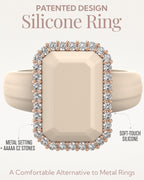 Rinfit Emerald Silicone Ring with CZ Stones for Women - Pack B, Size 7