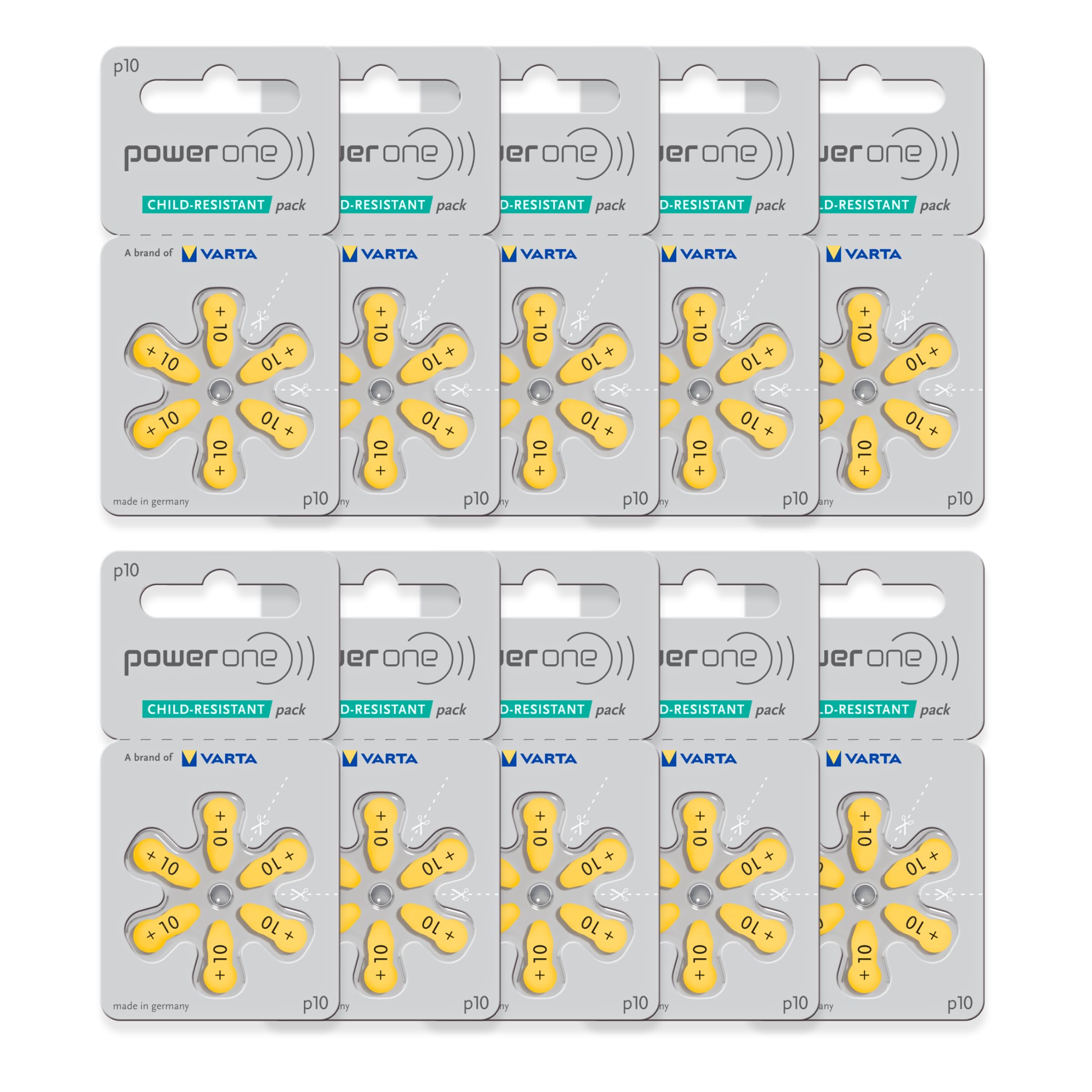 PowerOne Hearing Aid Batteries Size 10, PR70 60 Batteries
