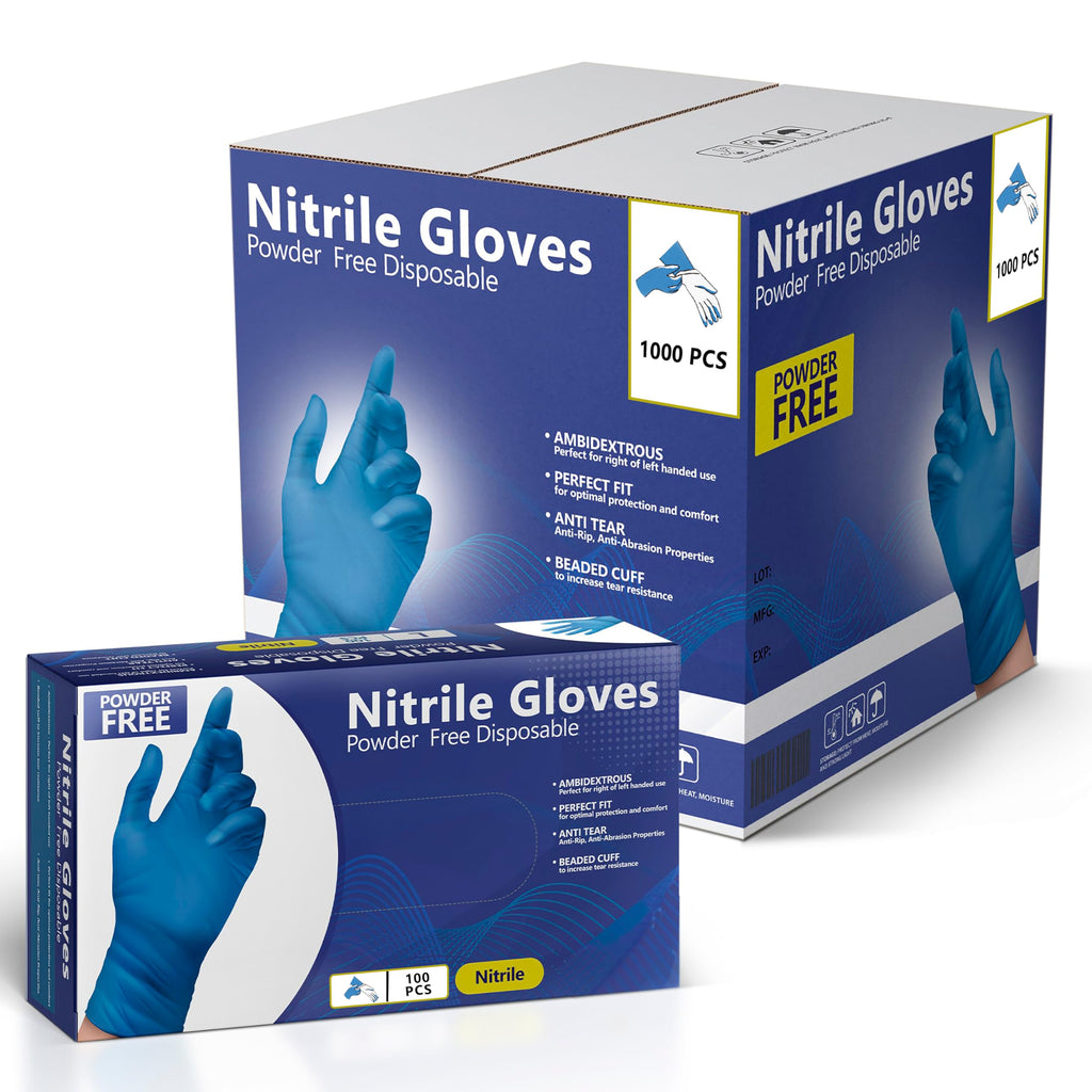 AroCare Nitrile Gloves, Disposable Gloves, Comfortable, Powder Free, Latex Free | 100-1000 (Medium, Case)