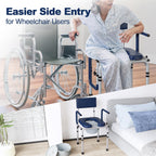 HolyHeal Drop Arm Bedside Commode, Commode Toilet with Padded Seat and Backrest, 300lbs Capacity, 6.3QT Removable Bucket and Splash Guard, Adjustable Height Portable Toilet for Adults, Blue